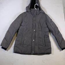 Calvin Klein Gray Full Zip Hooded Quilted Win...