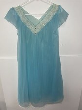 Vintage Lisette Pale Blue Glamour Nightgown Nylon M