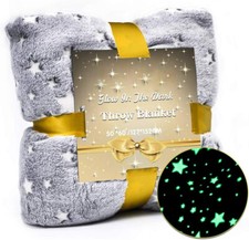 Schimmernde Kuschel Decke mit leuchtenden Sternen Glow in the Dark 127×152cm NEU