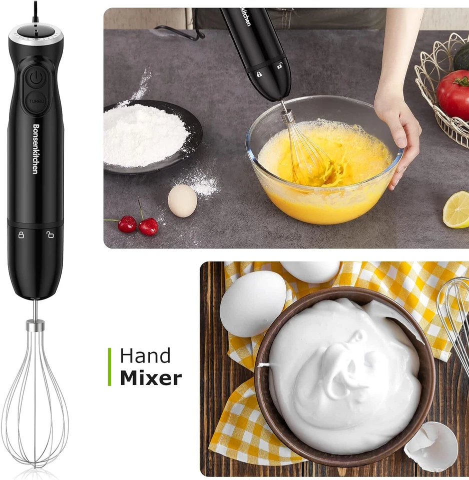 Frullatore Ad Immersione 3 in 1 Portatile da 1000W, Frusta e Bicchiere Da 700 Ml - Immagine 4 di 4