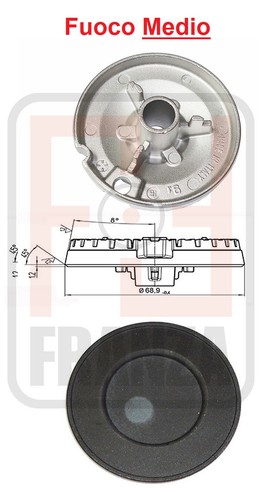 Kit 4 Bruciatori Piattelli Spartifiamma FRANKE 3 Fuochi + Tripla Corona DEFENDI - Foto 4 di 5