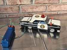 ASC Japan Ford Galaxie Highway Patrol Tin Litho Police Car Toy - Working