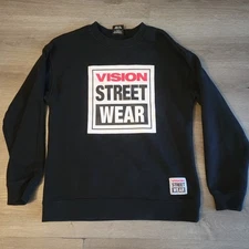 Vision Streetwear X Forever 21 Black Pullover Sweater Big Logo Men's Small