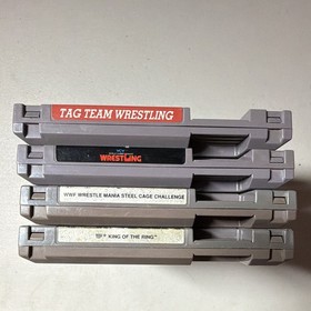 NES Game Lot: WWF King of the Ring, Tag Team, WCW, WWF Steel Cage + Manual