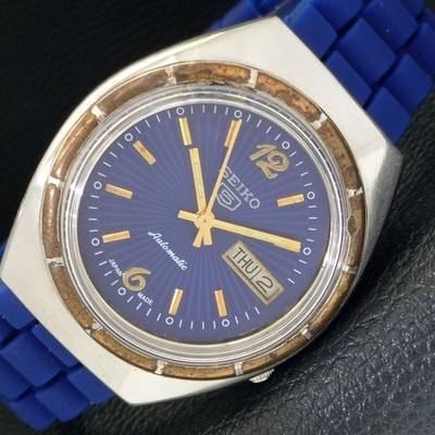 VINTAGE SEIKO 5 AUTOMATIC 7009A JAPAN MENS BLUE COLOR DIAL WATCH a433620-a