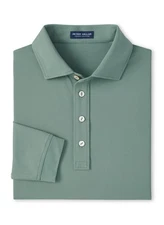 Peter Millar Eucalyptus Green Soul Long-Sleeve Performance Mesh Polo Golf NWT L