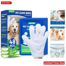 Travel-Friendly Pet Glove Wipes for Dogs Cats - 48 Pack, Easy Cleaning Care