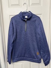 Men  s Quarter Zip Microfleece Long Sleeve Pullover Marbled Blue Size Large NWOT