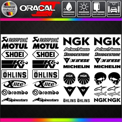 40-teilig Motorrad Sponsoren 100mm Decals Bike Tuning Aukfleber SET *** FARBWAHL