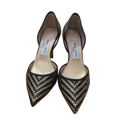 JIMMY CHOO ブラック　ゴールド JIMMY CHOO Black x Gold Pointed Toe Pumps [US6.5/VG] Limited