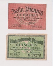 Deutsches Reich, Notgeld/Gutschein Bad D&uuml;ben - 10 Pfennig 1919/ 25 Pfennig 1921