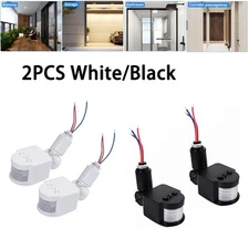 2pcs Mini PIR Motion Sensor IP44 180° Outdoor Security Light Movement Detector