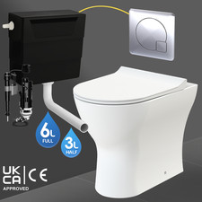 Back To Wall Toilet Rimless D Shape BTW Pan & Dual Flush Concealed Cistern Set