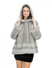 52 Sapphire Mink Fur Jacket Full Work Horizontal Sleeve Light...