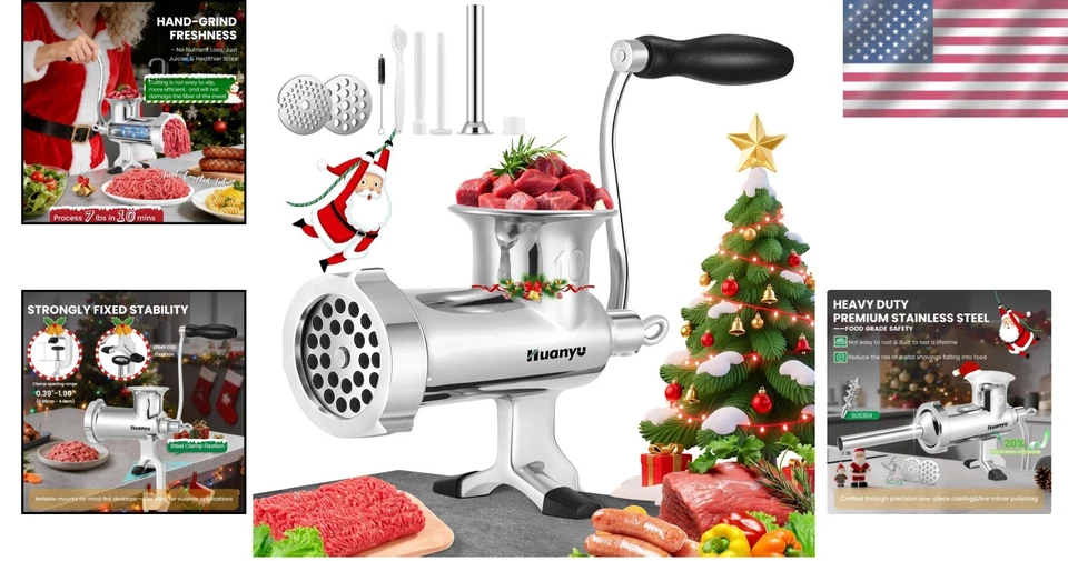 Hand Crank Meat Grinder - Multifunctional Stainless Steel - Image 2 of 4