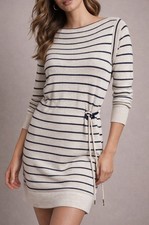 Marc by Marc Jacobs White Navy Striped Knit Sweater Dress Cotton Cashmere L