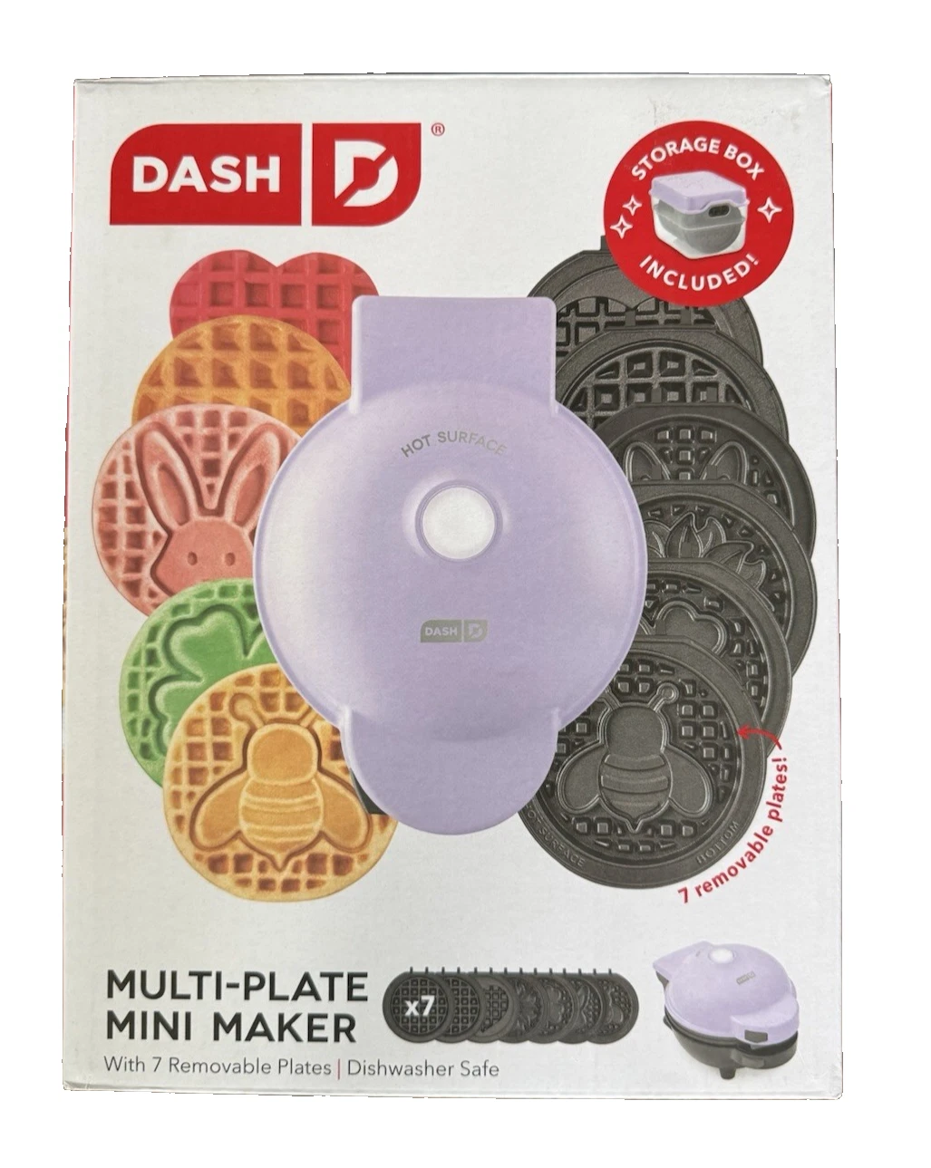 Dash Multi Plate Mini Waffle Maker 7 Removable Plates Holiday Designs Bunny Bee