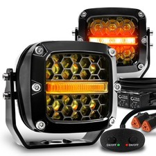 3 Amber Led Cube Pod Work Light Fog Spot For Utv Atv Jeep Truck Offroad Driving