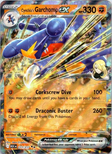 Cynthia's Garchomp ex 111/217 Double Rare Ascended Heroes Pokemon Holo Near Mint