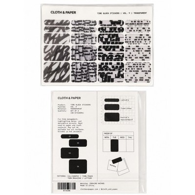 Cloth & Paper (C&P) Torn Pages Transparent Time Block Stickers