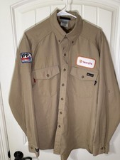 Workrite FR Flame Resistant UltraSoft Button Up Work Shirt Beige Large