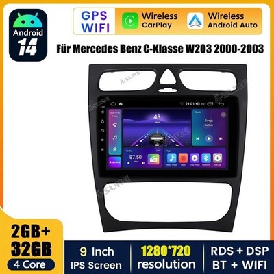 Autoradio 14 Autoradio Carplay GPS Navi Für Mercedes-Benz C-Klasse W203 2000-04