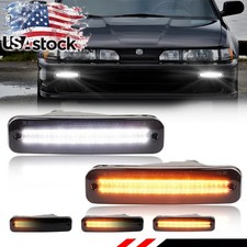 2x Smoke Switchback Led Drl Bumper Turn Signal Light For 1990-1991 Acura Integra 2x Smoke Switchback Led Drl Bumper Turn Signal Light For 1990-1991 Acura Integra