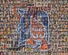 Detroit Tigers Mosaic Print 150+ Past & Present Players MLB Fan Man Cave Art