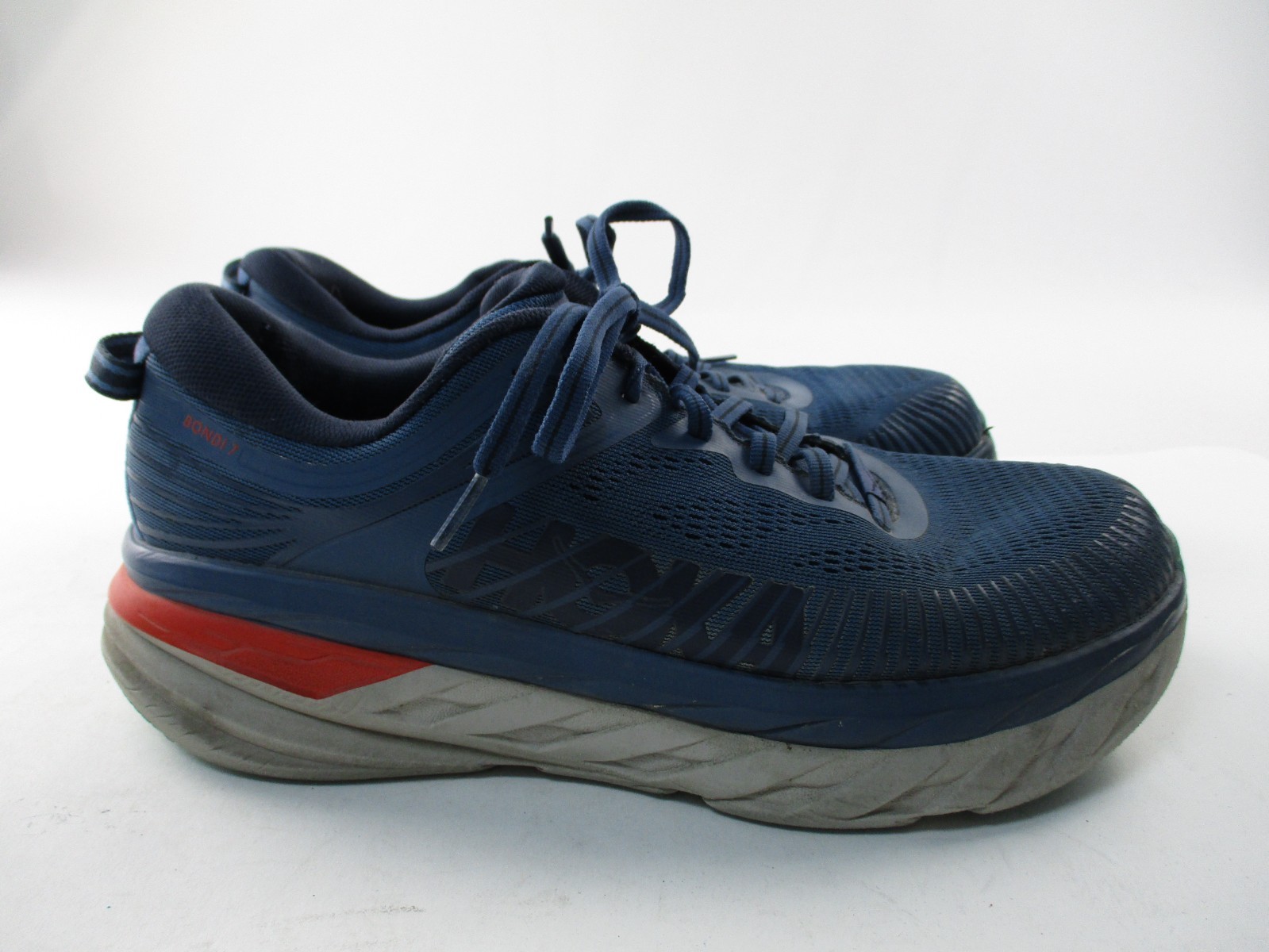 Hoka One One Bondi 7 Running Shoes Sneakers Blue Lace Up Size 10 EE
