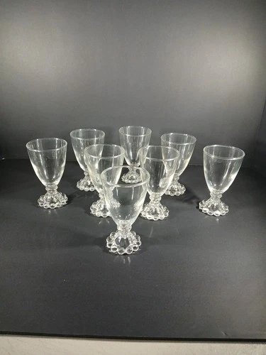 Set of 8 Anchor Hocking Berwick Boopie Juice Wine Glasses Vintage Beaded 4.5"