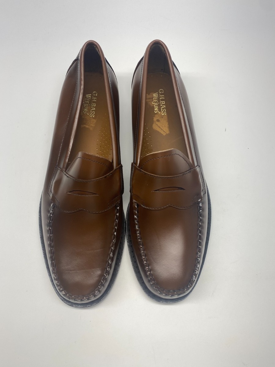 G.H. Bass Men's 1936 Logan Weejun Brown Leather Penny Loafers Sz