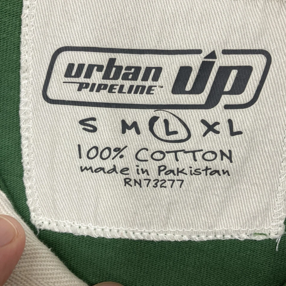 Polo Urban Outfitters Rugby Manga Longa Verde Marinho Gola Branca Meninos Grande Pesado - Imagem 3 de 4