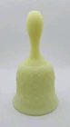 Fenton Yellow Custard Satin Glass Bell Daisy Button UV Glow 1974