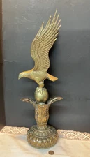 Amazing Vintage 16-1/2 Brass Eagle Flagpole Topper Finial