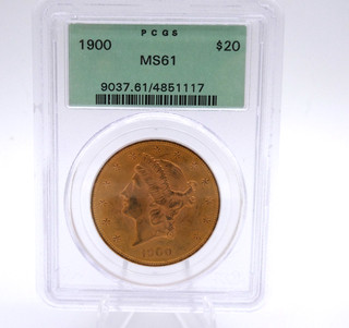 1900 Gold $20 Liberty Head Double Eagle Coin PCGS MS 61 . F183