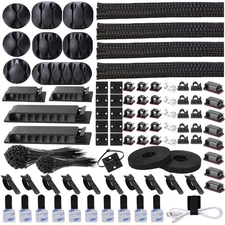 311Pcs Cable Management Organizer Kit 4 Cable Sleeve Split,53Cable Clips 12Co...
