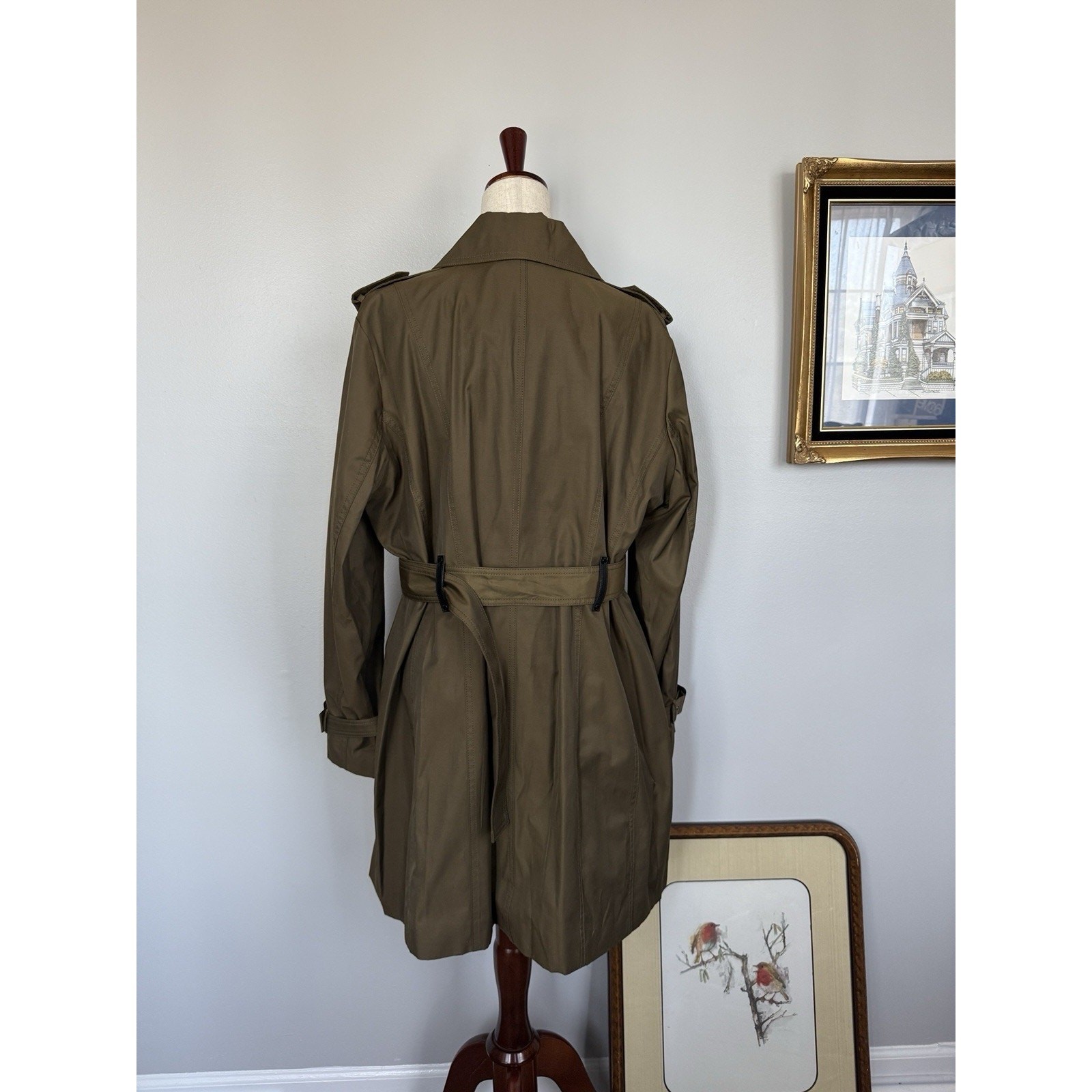 NWT Michael Kors Belted Olive Green Trench Coat thumbnail 3