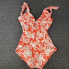 Jantzen One Piece Womens M Orange Polka Dot Halter Tie Built-In Bra Padded vtg
