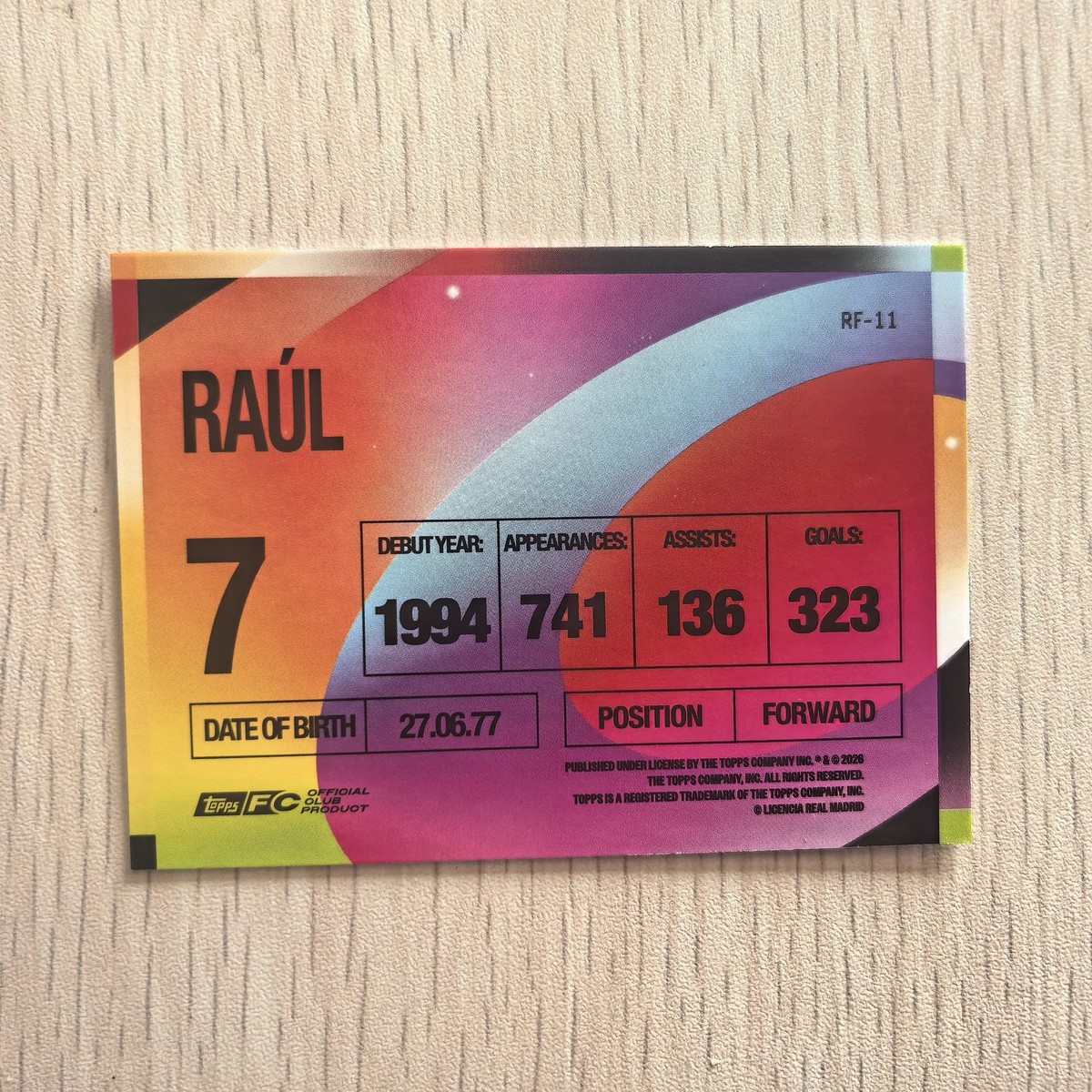 2025-26 Topps Real Madrid Team Set - Rainbow Flick Raul #RF-11 for