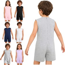 Unisex Kids Jumpsuit Bodysuit Romper Sleeveless Leotard Breathable Children