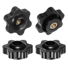 4pcs Star Knobs M4 Female Thread 25mm Head Through Hole Clamping Handles Black