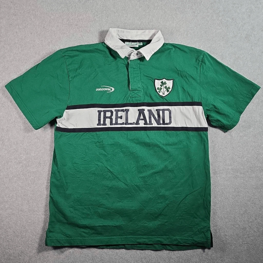 Maillot De Rugby Vintage Lansdowne - Homme - XL - Irlande - Rayé Vert