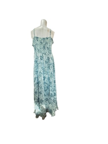 3X Angie Plus Size Spaghetti strap maxi sundress tropical print ruffled Hem Boho - Picture 4 of 8