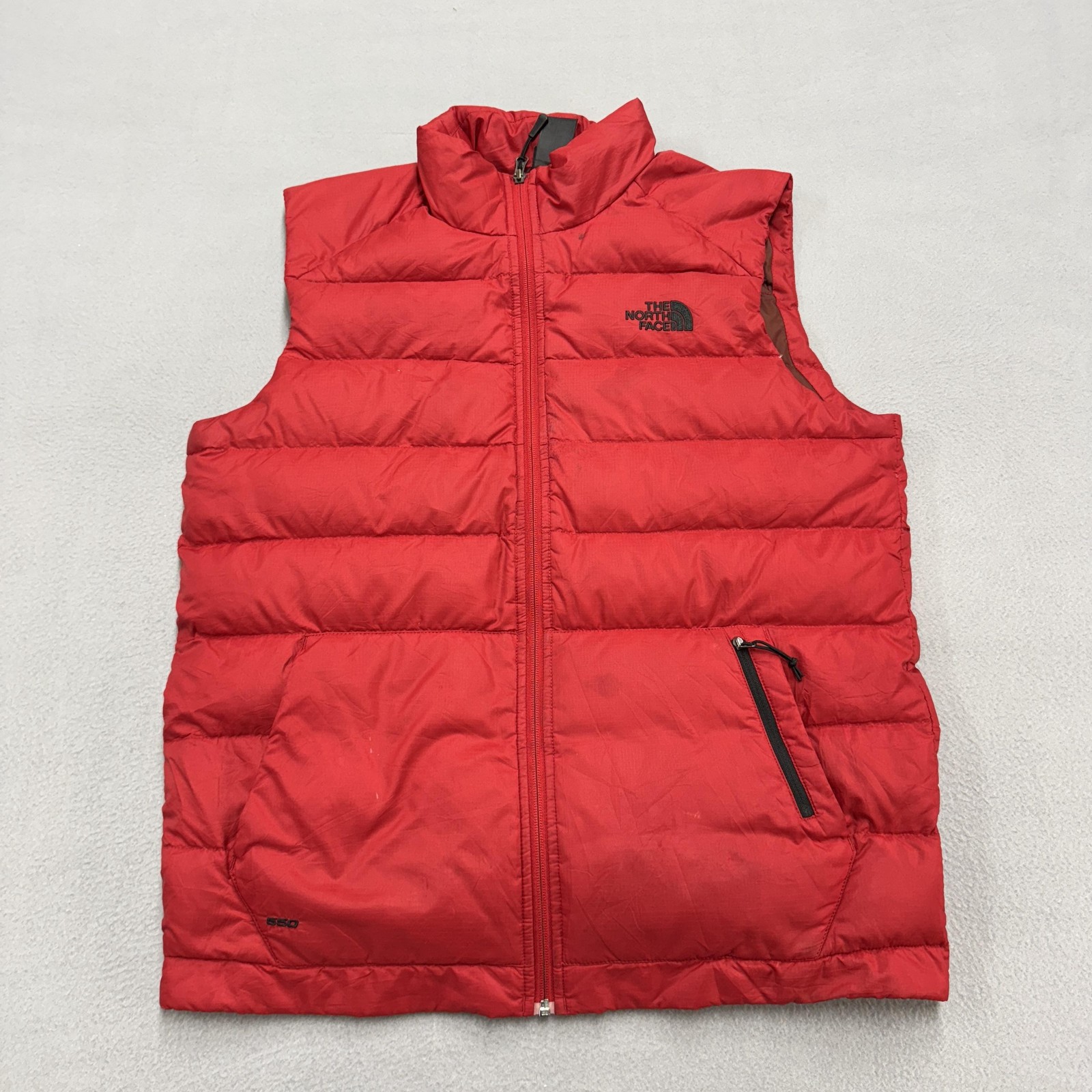 The North Face Vest Mens Large Red 550 Down Puffer Full Zip Outdoor Hiking