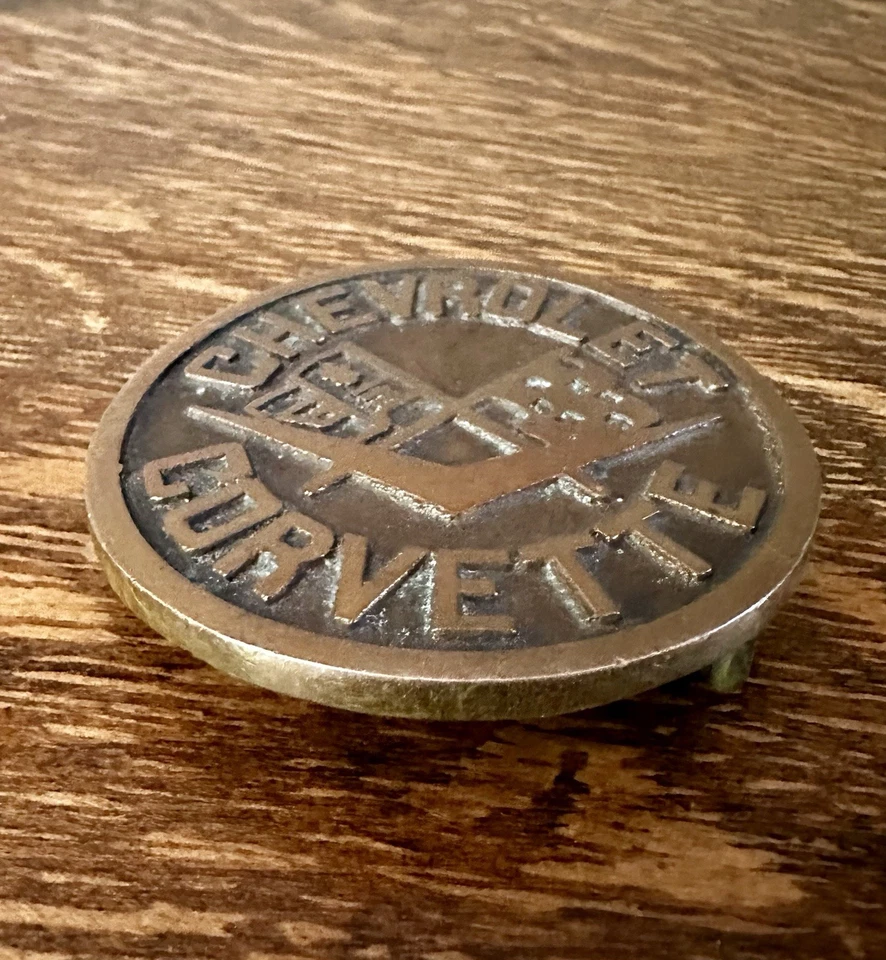 Bronze Chevy Chevrolet Corvette Racing Sport Car Gift 1970s Vintage Belt Buckle - Image 2 of 4