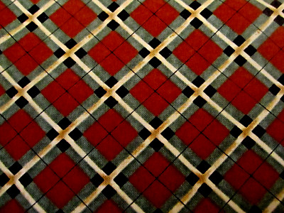 Cotton Fabric Rust Green Diagonal Check Quilt Cotton SSI Debbie Mumm BTYx44