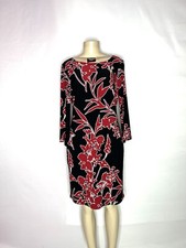 LAUREN RALPH LAUREN RED BLA K MULTI STRETCH JERSEY DRESS SIZE 8