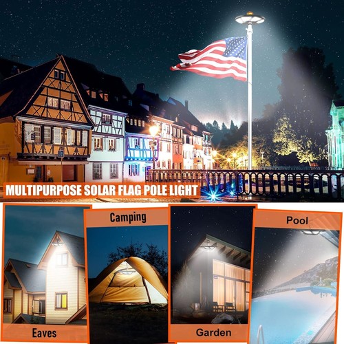 Solar Flag Pole Light 176 LED 880 Lumens Solar Powered Flagpole Lights - Picture 7 of 7