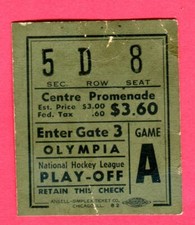 1950'S/1960'S NHL HOCKEY STANLEY CUP PLAYOFFS AT DETROIT RED WINGS