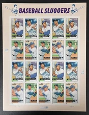 Scott #4080-83, 39c Baseball Sluggers, Mint sheet of 20, Self-adhesive